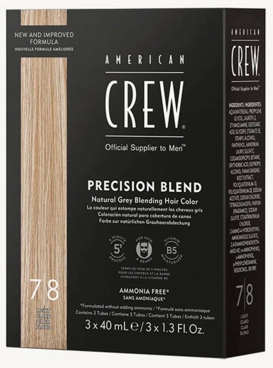 American Crew Precision Blend - Краска для седых волос светлый оттенок 7/8 3х40 мл.