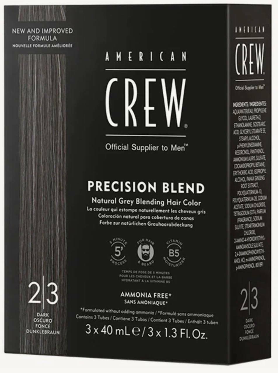 American Crew Precision Blend - Краска для седых волос темный оттенок 2/3 3х40 мл.