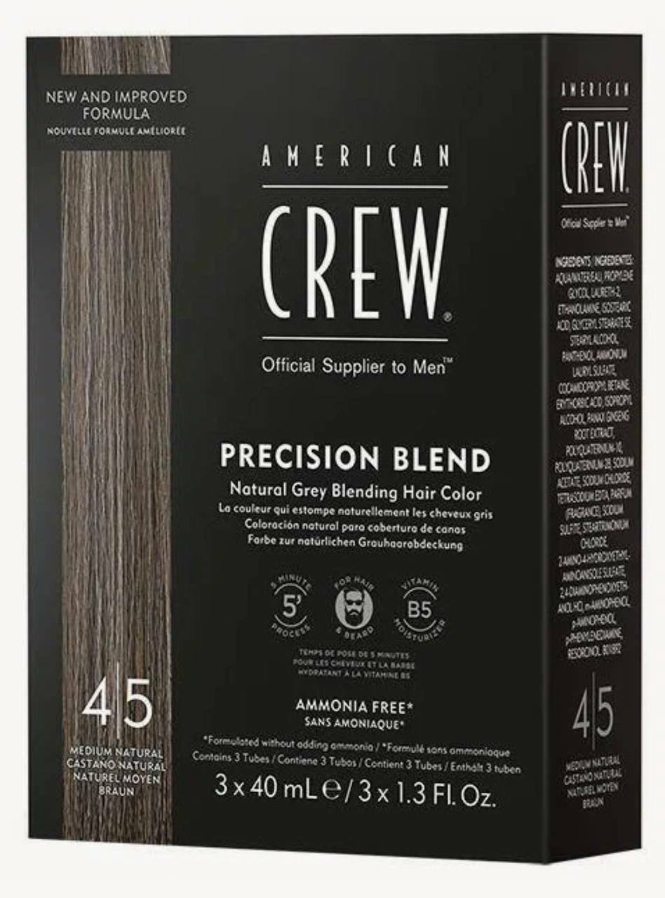 American Crew Precision Blend - Краска для седых волос натуральный оттенок 4/5 3х40 мл.